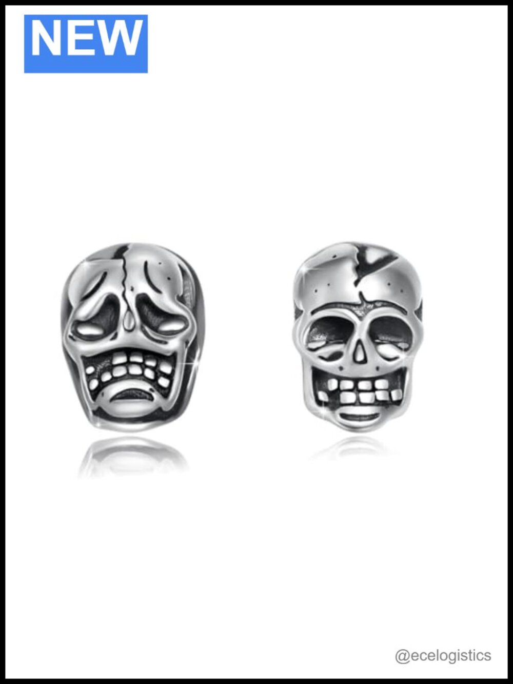 925 Sterling Silver Skull Stud Earrings Gothic